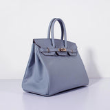 Luxury Hermes 35cm Birkin Bag Epsom Leather Blue Lin Gold