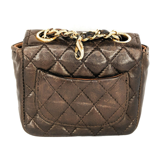 Chanel   Brown Quilted Micro Belt Bag