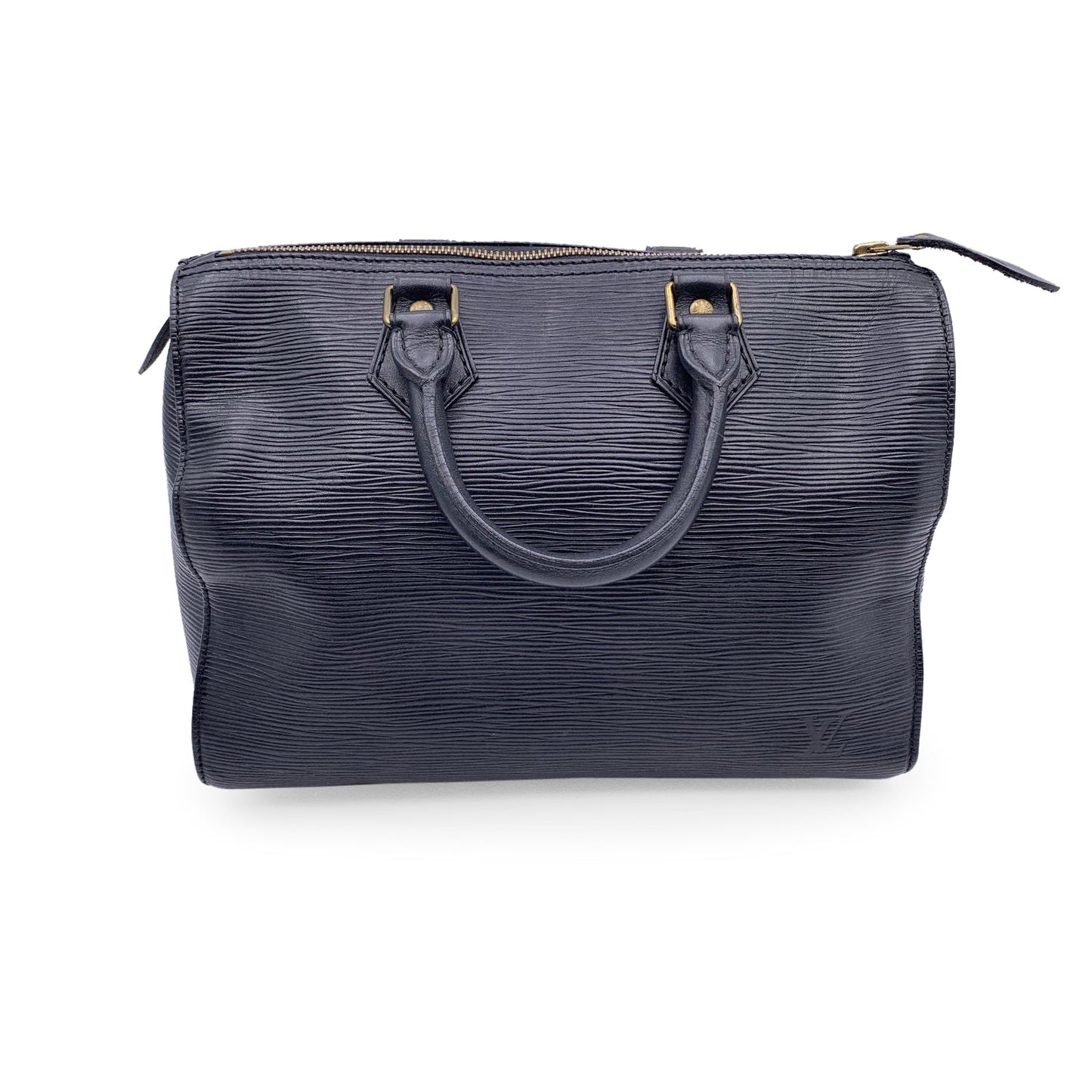 LOUIS VUITTON   Black Epi Leather Speedy 28 Boston Bag