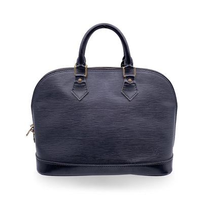 LOUIS VUITTON   Black Epi Leather Alma Top Handle Bag