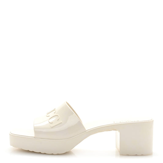Amelia Rubber Logo Womens Platform 20/60mm Slide Sandals 38 Mystic White