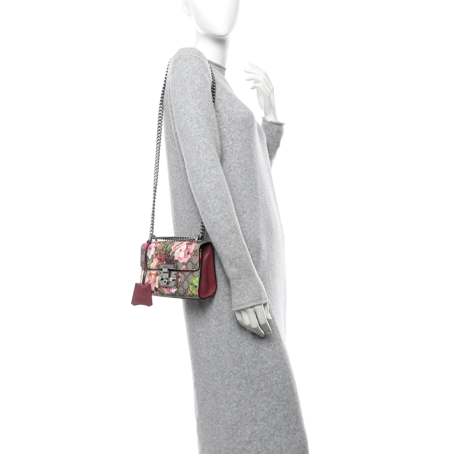 Amelia GG Supreme Monogram Blooms Small PadLock Shoulder Bag Beige Multicolor Dry Rose