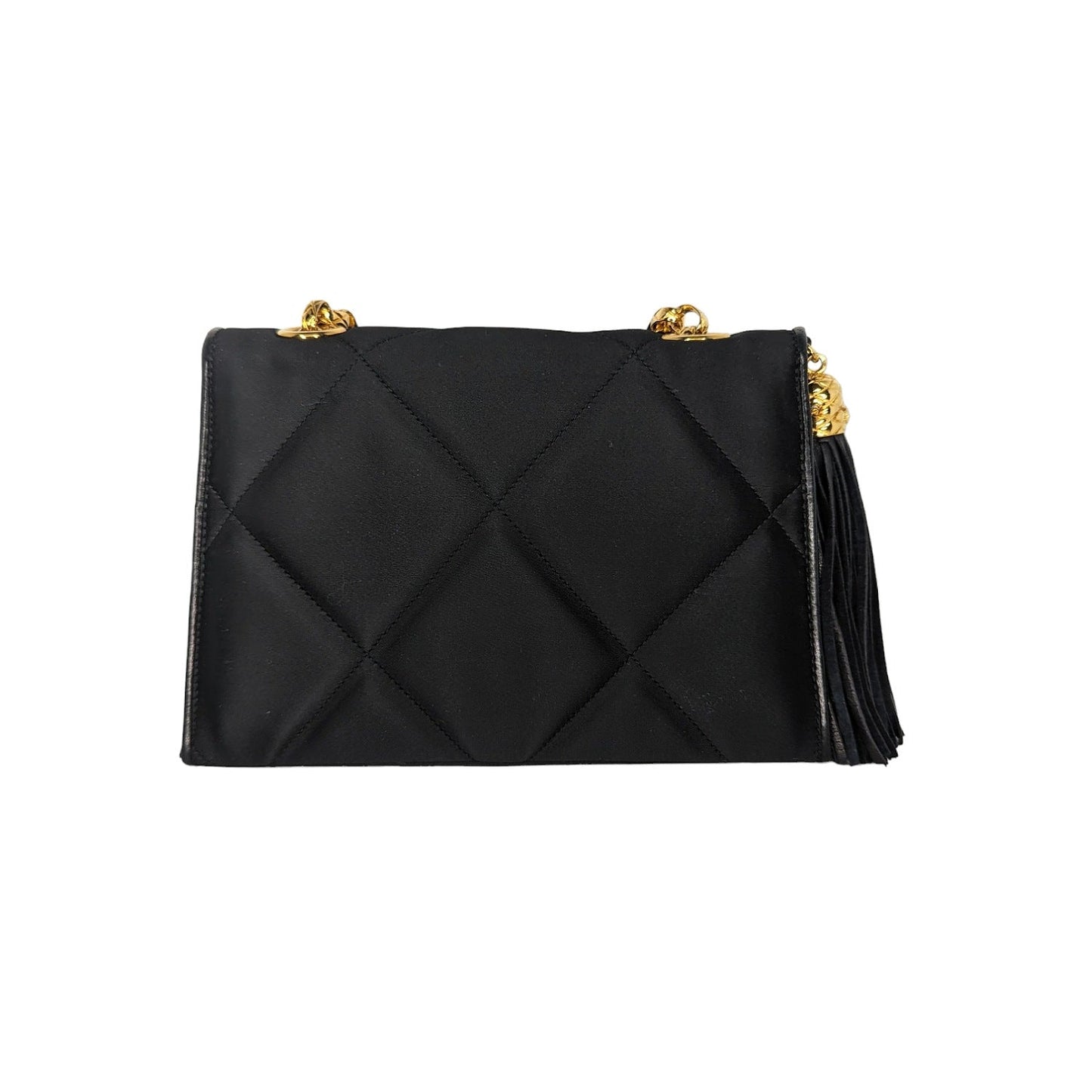 Chanel   Satin Quilted CC Tassel Flap Bag