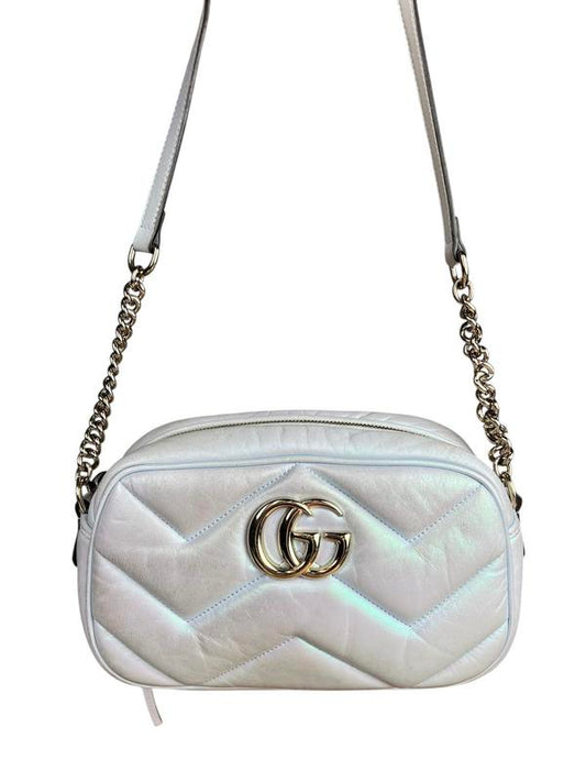 Gucci Marmont Blue Iridescent Chain Crossbody