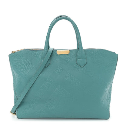 Amelia Heritage Grain Check Embossed Medium Dewsbury Tote Turquoise