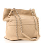 Amelia Caviar Stitched Shopping Tote Beige