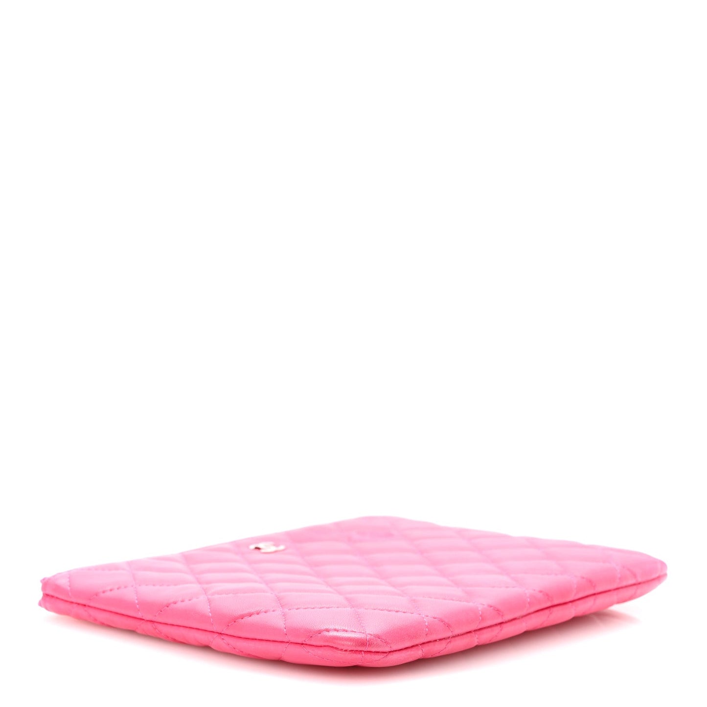 Amelia Lambskin Quilted Medium Cosmetic Case Dark Pink