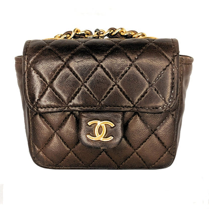 Chanel   Brown Quilted Micro Belt Bag