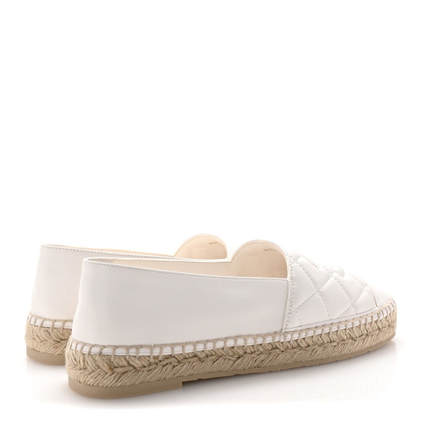 Amelia Lambskin Quilted CC Espadrilles 41 White