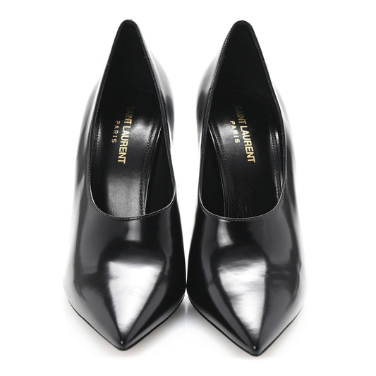 Saint Laurent Patent Calfskin Teddy High Vamp 105 Pumps 39 Black