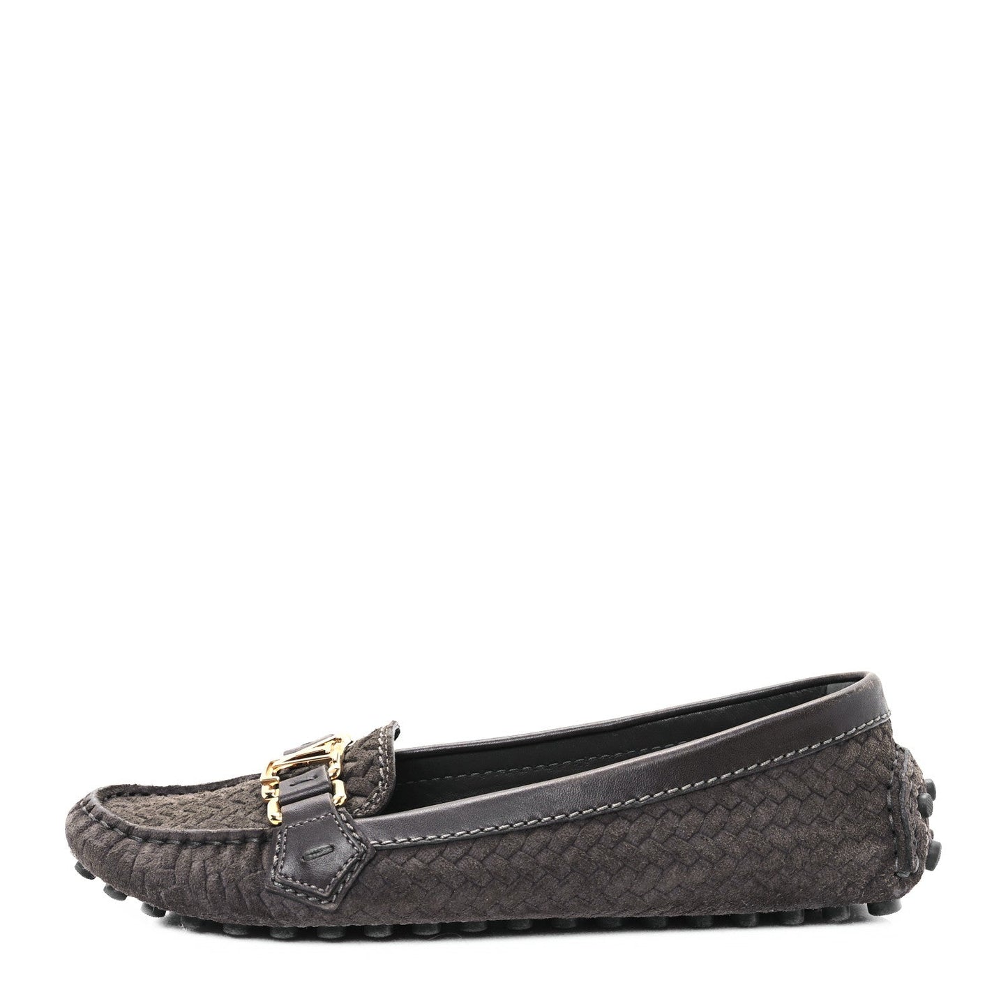 Louis Vuitton Suede Woven Oxford Loafers Brown