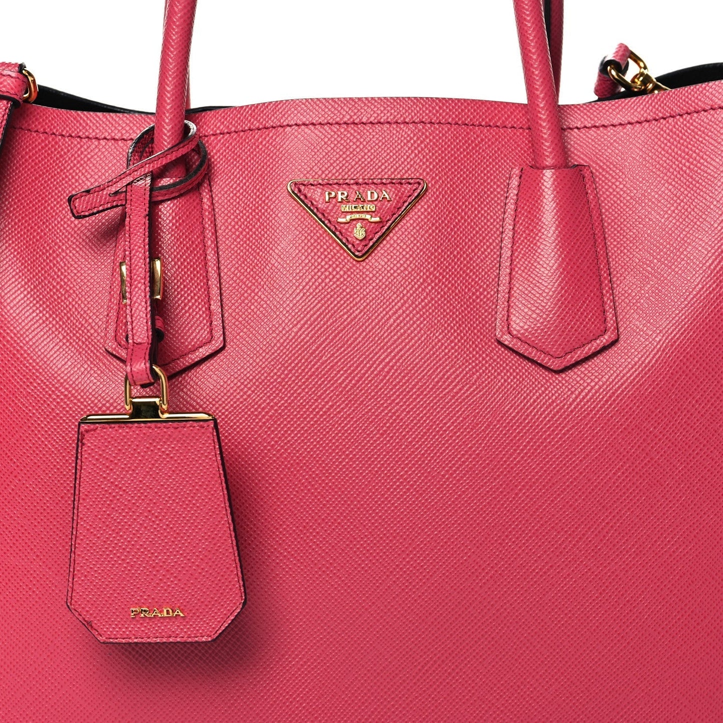 Prada Saffiano Cuir Medium Double Bag Peonia