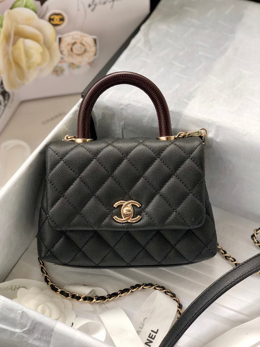 CHL -  Classic Mini Flapbag Top Handle Black For Women 7.5in/19cm