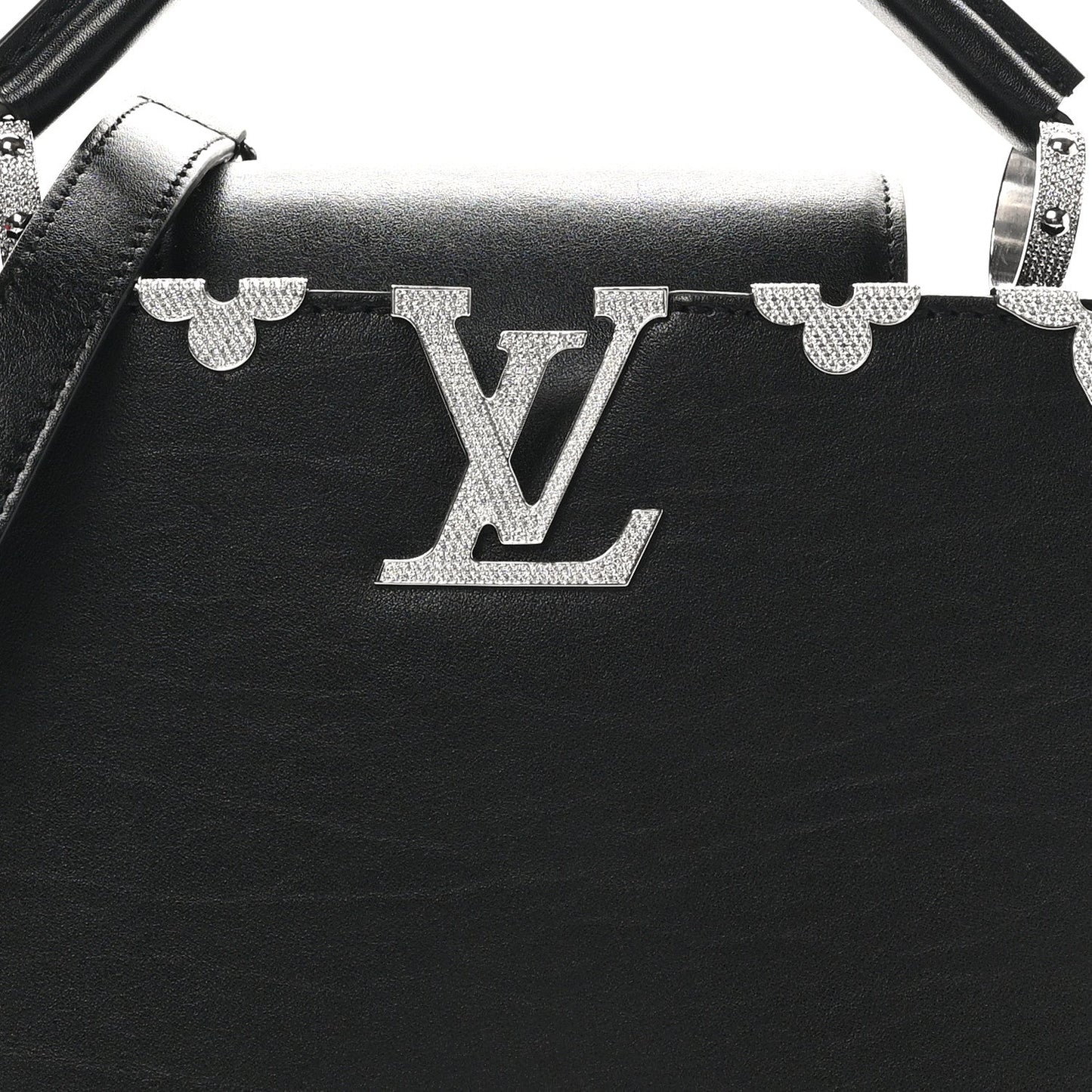 Louis Vuitton Smooth Calfskin Crystal Flowers Capucines BB Black