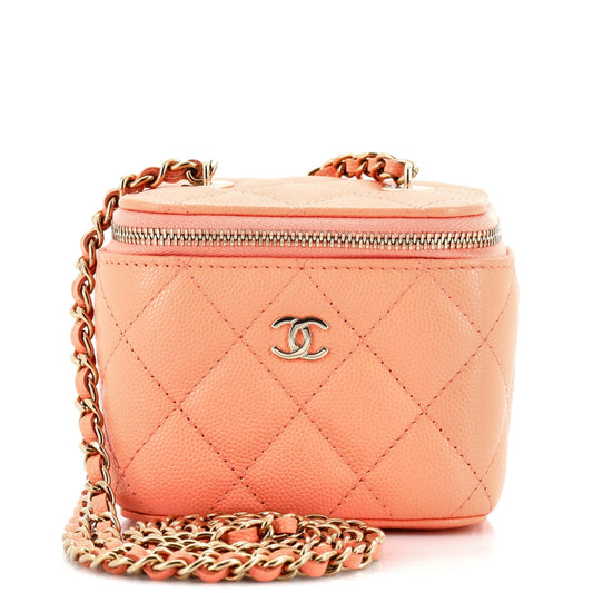 CHANEL Classic Vanity Case with Chain Quilted Caviar Mini