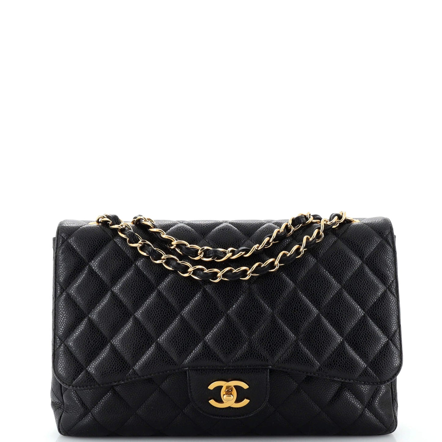CHANEL   Classic Single Flap Bag Quilted Caviar Jumbo