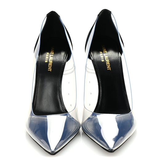 Saint Laurent Patent Calfskin PVC Opyum 110 Pump 39 Black Transparent