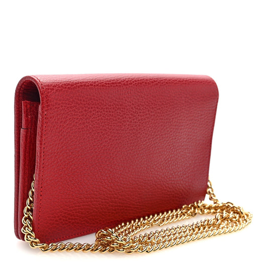 Amelia Dollar Calfskin Mini GG Marmont Chain Wallet Hibiscus Red
