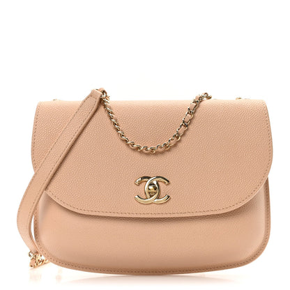 Amelia Caviar Mini Chain Flap Bag Beige