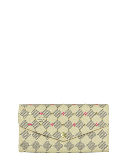 Louis Vuitton Damier Azur Fuchsia Studded Sarah Wallet NM