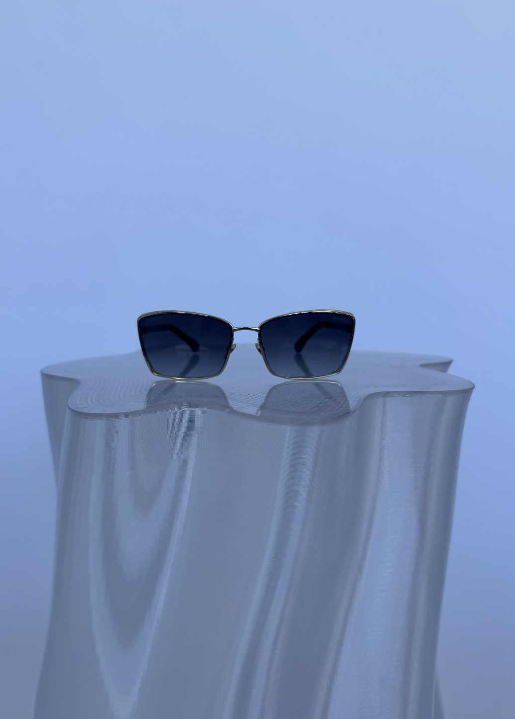Chanel Rectangular Metal Sunglasses - FULL SET