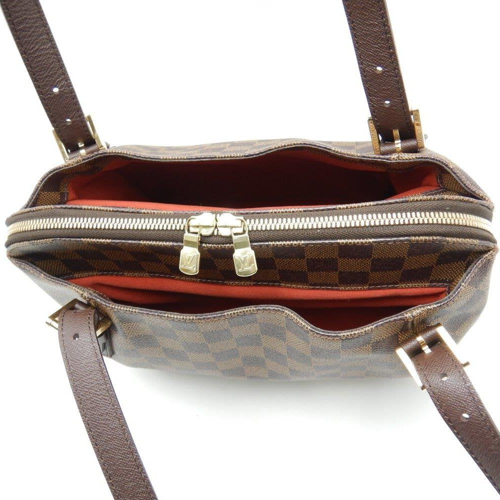 Louis Vuitton Damier Belem MM Ebene Shoulder Tote Brown