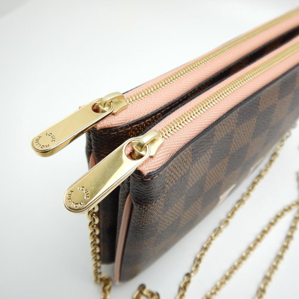 Louis Vuitton Damier Pochette Double Zip Ebene Shoulder Bag Crossbody