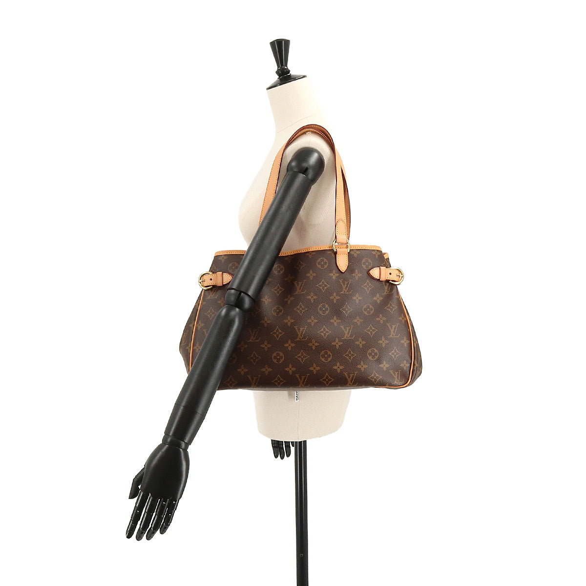 Louis Vuitton Monogram Batignolles Horizontal Tote Bag Brown Gold Metal Fittings