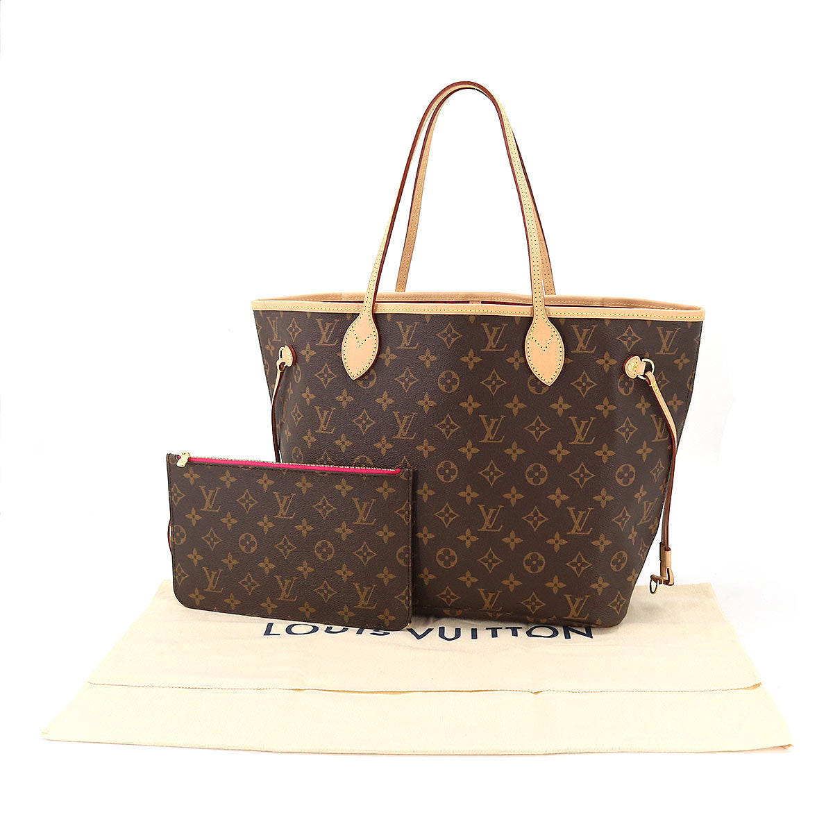 Louis Vuitton Monogram Neverfull MM Tote Bag Brown Pivoine
