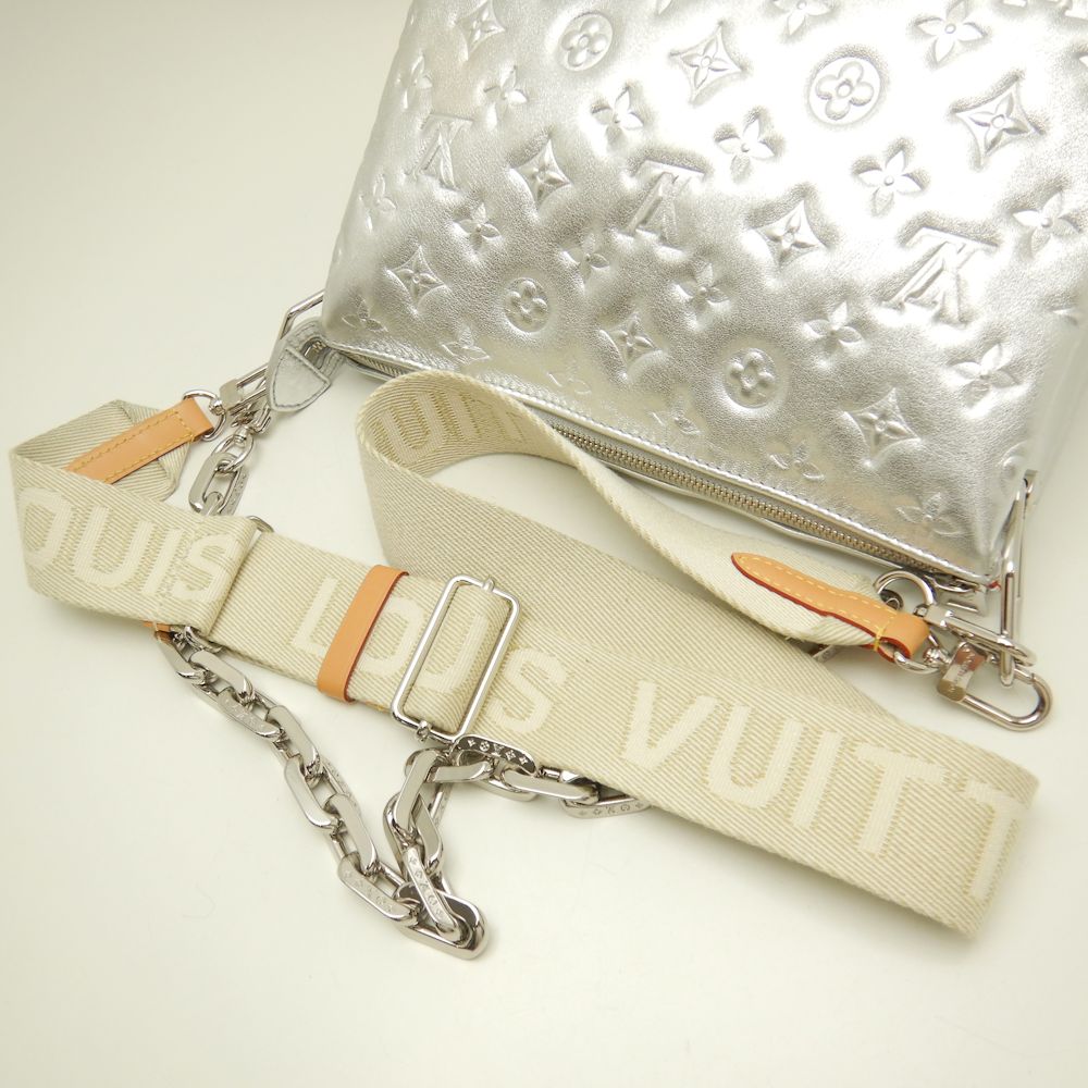 Louis Vuitton Coussin PM Lambskin Leather Shoulder Bag Silver