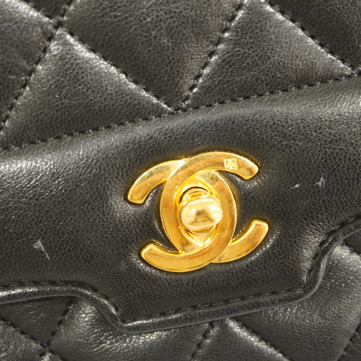 Chanel Shoulder Bag Mini Matelasse Chain Lambskin Black