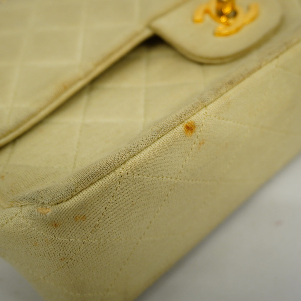 Chanel Shoulder Bag Matelasse Chain Cotton Beige