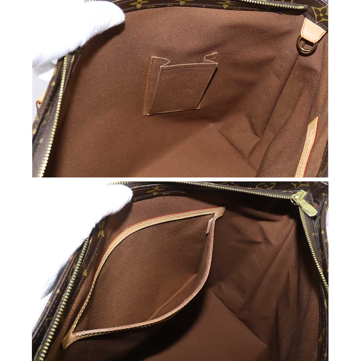 Louis Vuitton Monogram Cabas Mezzo Tote Bag Brown Gold Metal Fittings