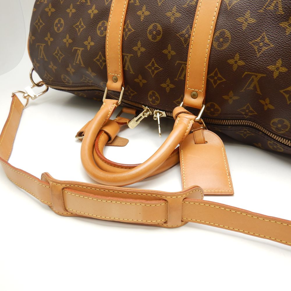 Louis Vuitton Monogram Keepall Bandouliere 45 Boston Bag Brown