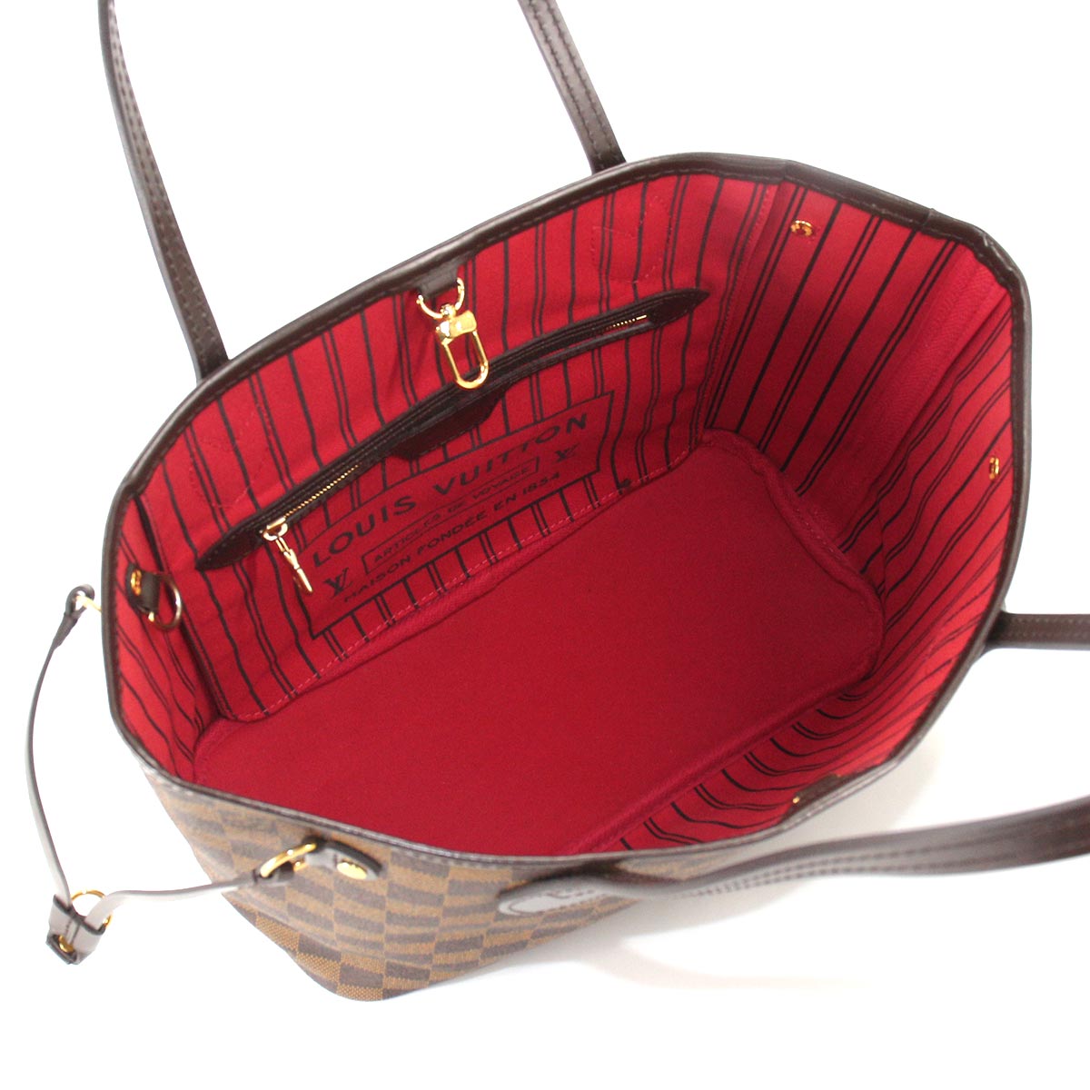 Louis Vuitton Damier Neverfull PM Tote Bag Brown Gold Hardware