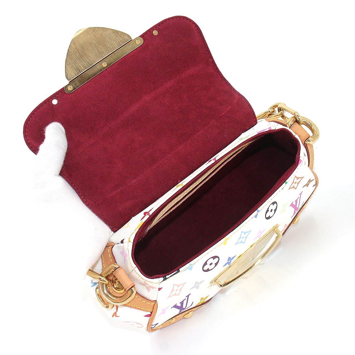 Louis Vuitton Monogram Multicolor Marilyn Hand Bag Leather Bronze White