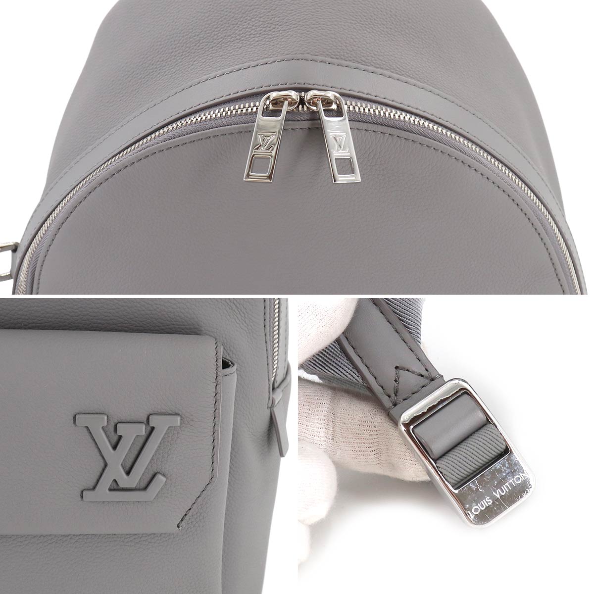 Louis Vuitton Aerogram Takeoff Backpack Rucksack Leather Gray