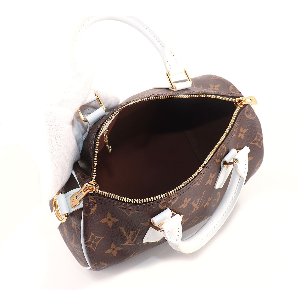 Louis Vuitton Monogram Speedy Bandouliere 25 Shoulder Bag Brown White