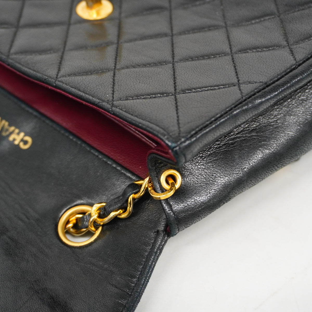 Chanel Shoulder Bag Matelasse Single Chain Lambskin Black Gold