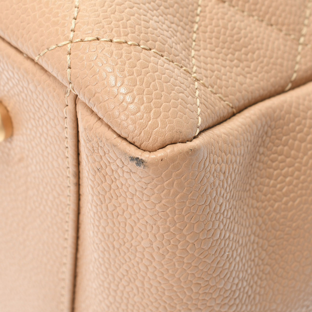 Chanel Matelasse Chain Tote Bag Beige/Gold Hardware Caviar Skin