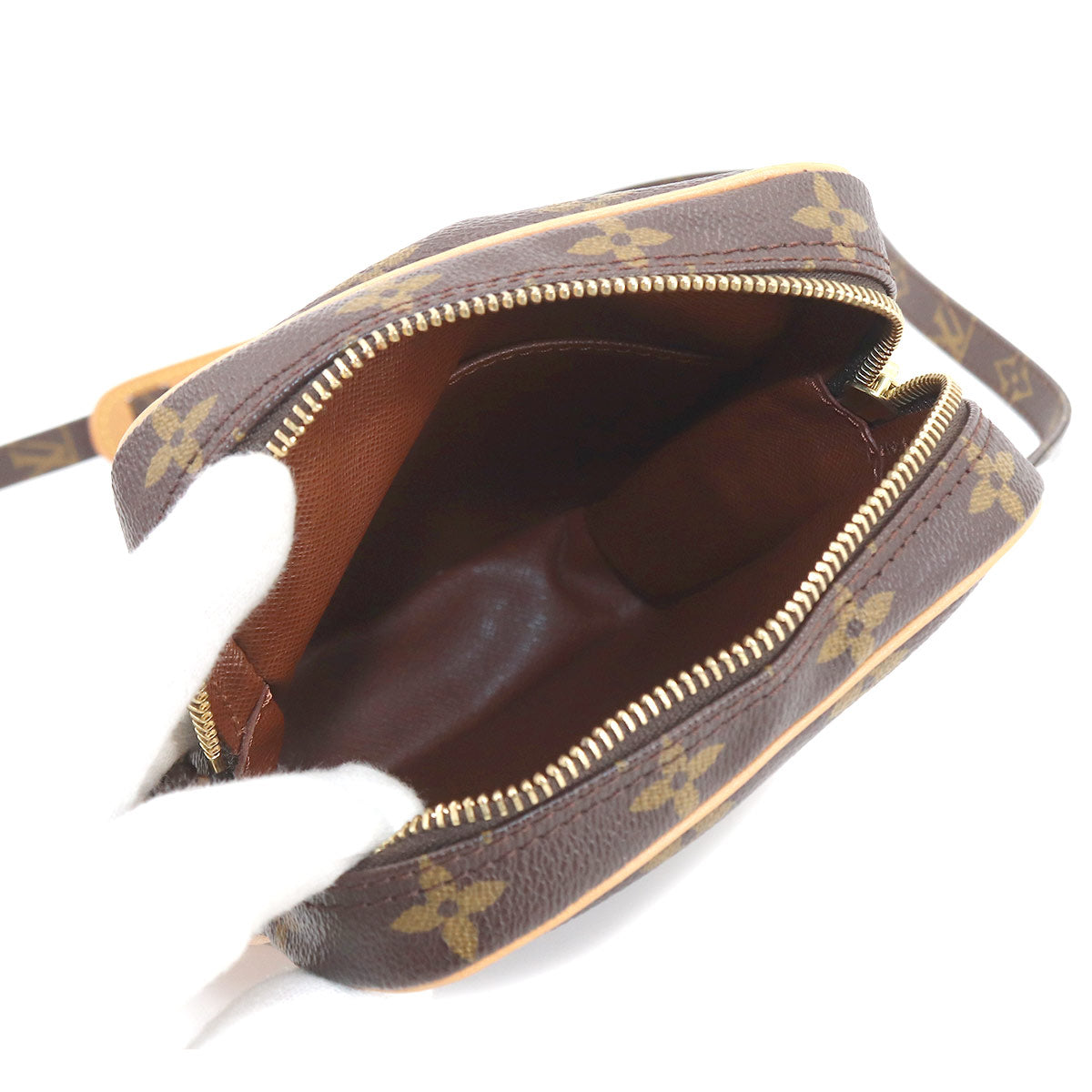 Louis Vuitton Monogram Danube Shoulder Bag Brown Gold Hardware
