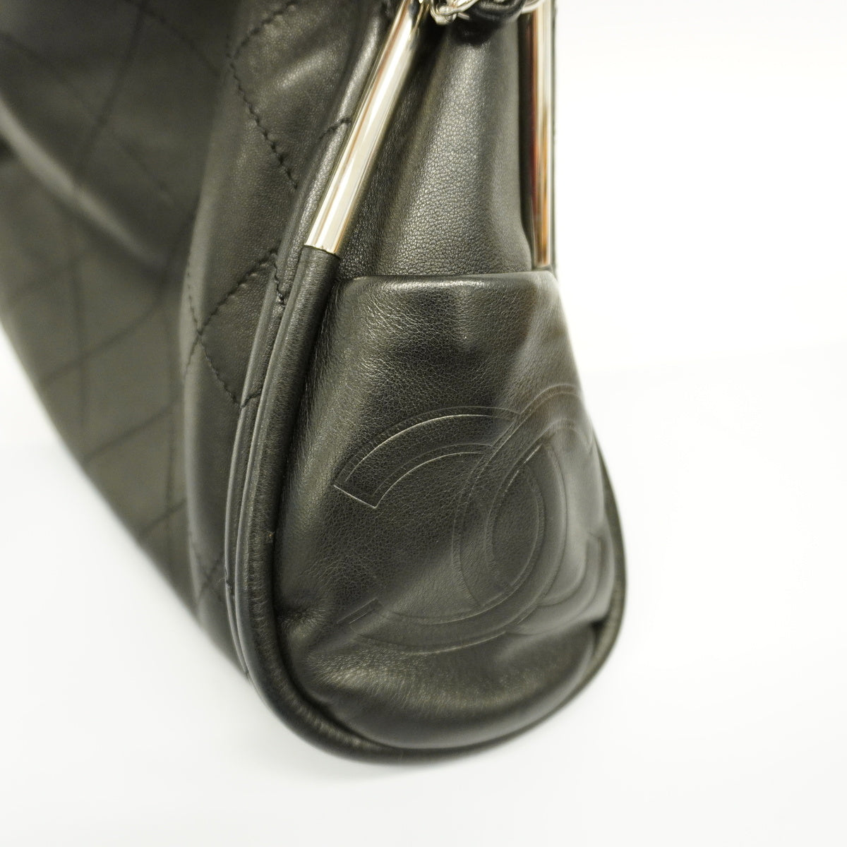 Chanel Shoulder Bag Matelasse Lambskin Black Silver