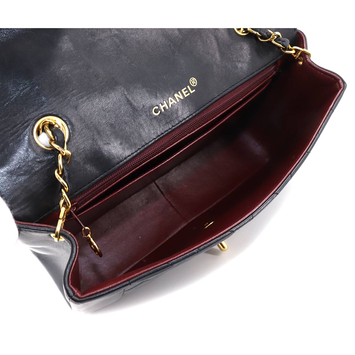 Chanel Matelasse Chain Shoulder Bag Leather Black Gold Metal Fittings
