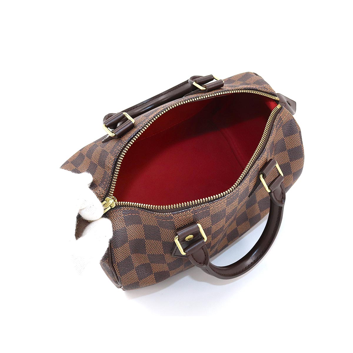 Louis Vuitton Damier Speedy 25 Hand Bag Ebene Brown Gold Hardware