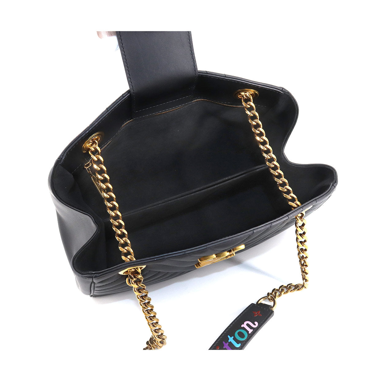 Louis Vuitton New Wave Chain Tote 2 Way Shoulder Bag Leather Noir