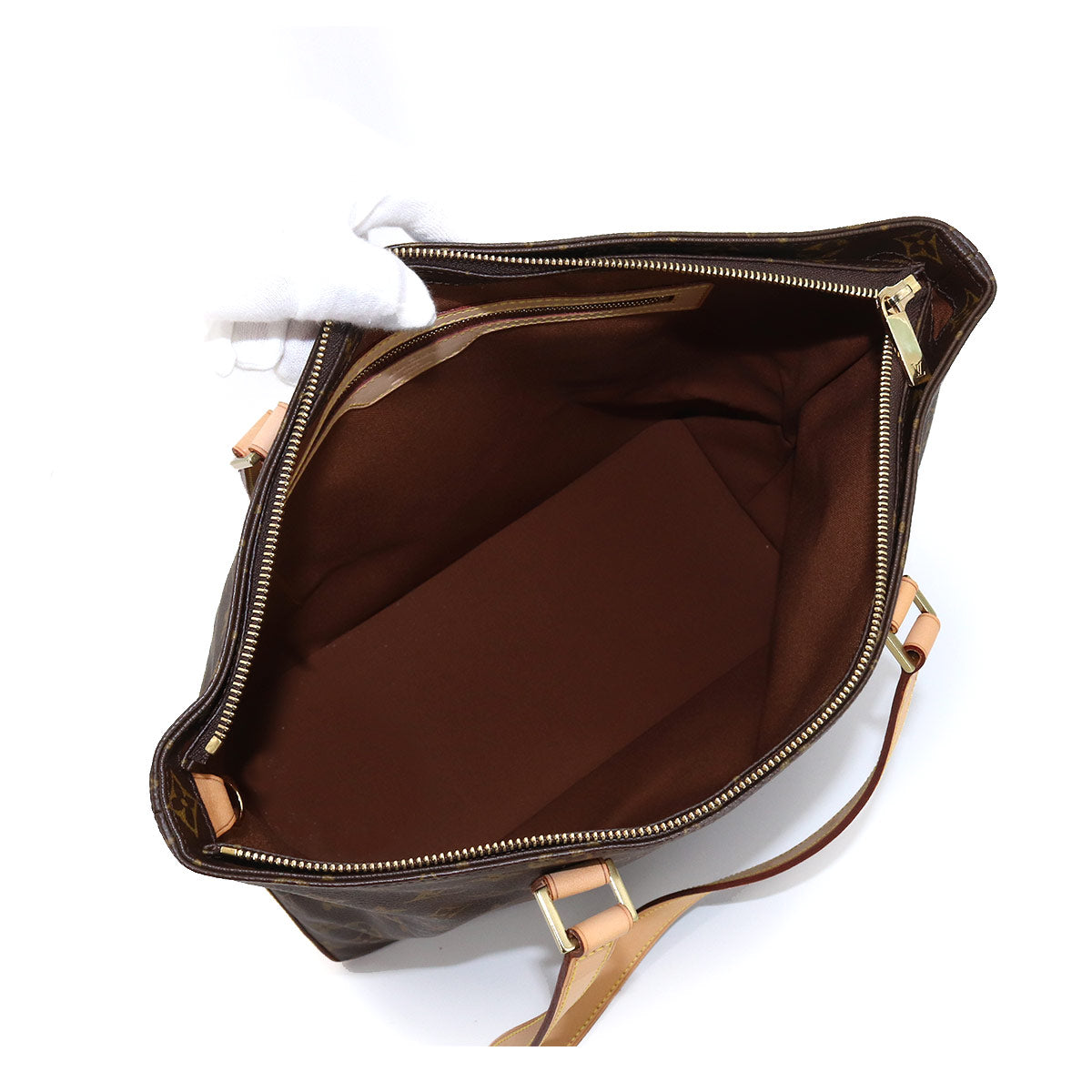 Louis Vuitton Monogram Cabas Mezzo Tote Bag Brown Gold Metal Fittings