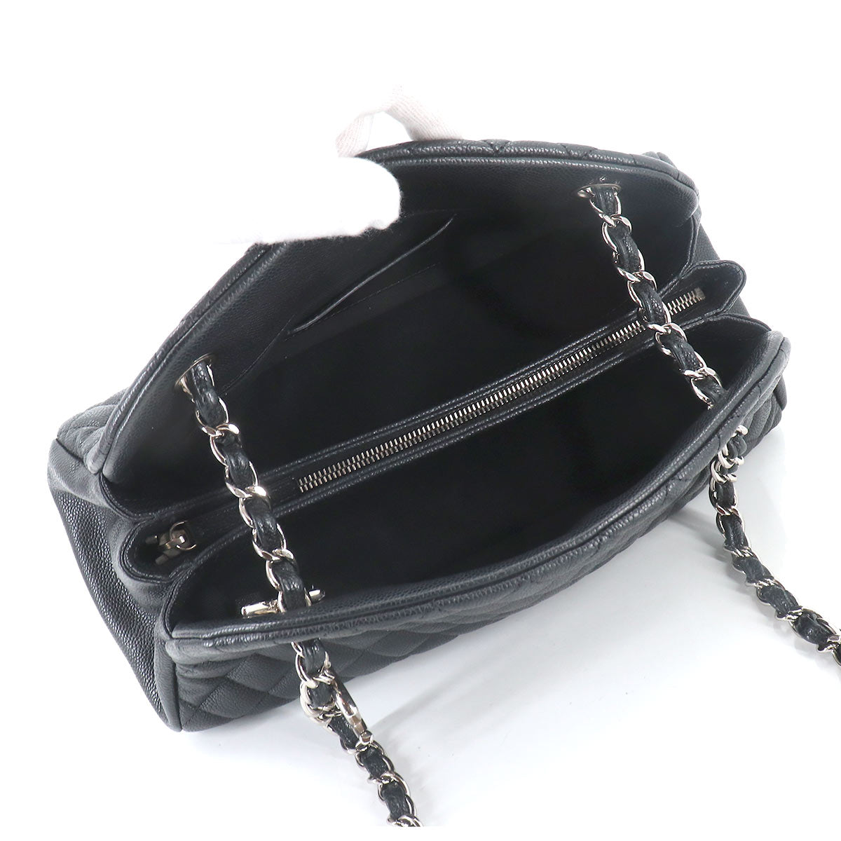 Chanel Mademoiselle Bowling Chain Shoulder Bag Caviar Skin Black