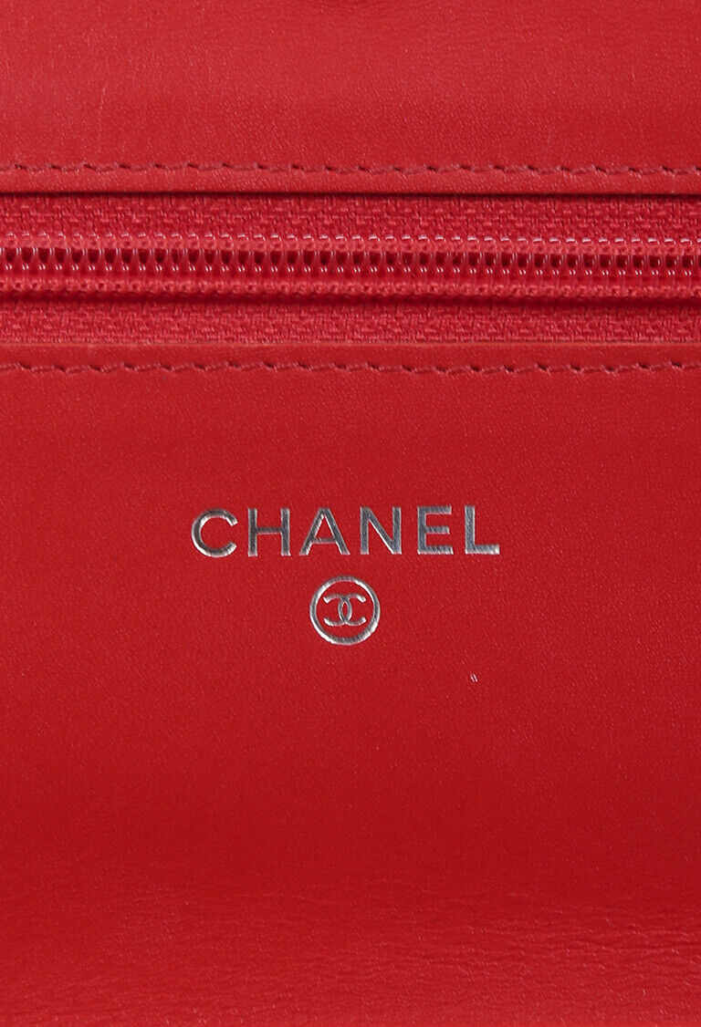 Chanel Timeless Wallet on Chain Red Orange Caviar Leather CC Crossbody Bag