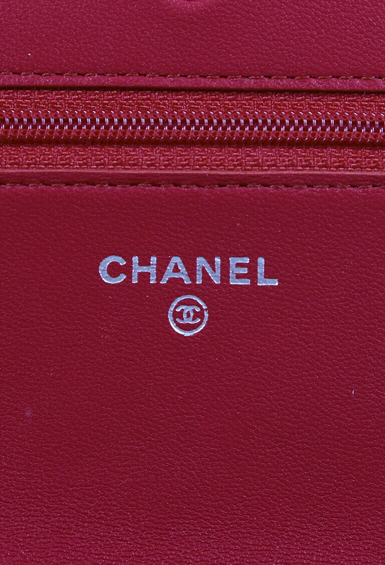 Chanel Wallet on Chain Red Quilted Lambskin Leather CC Crossbody Bag