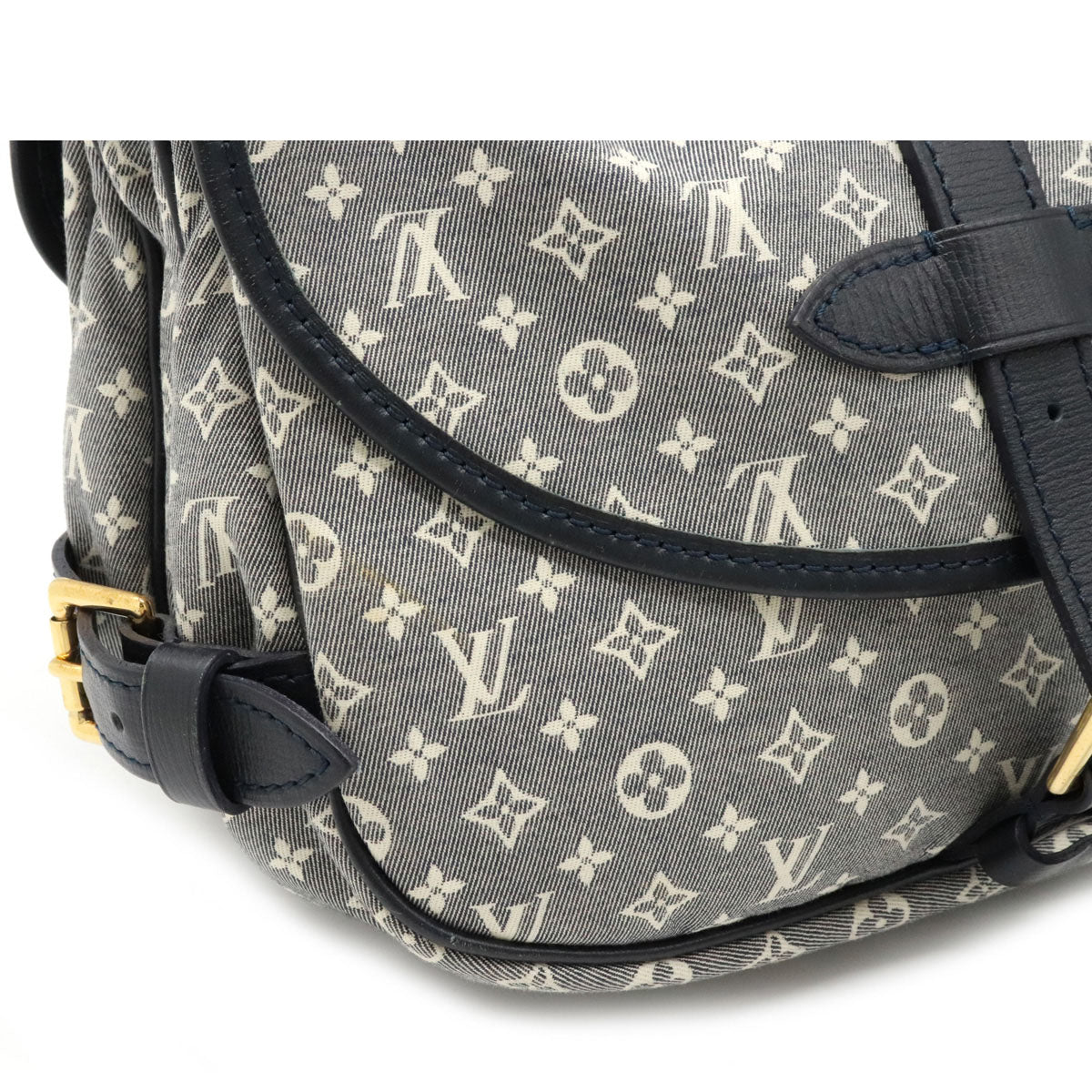 Louis Vuitton Monogram Idile Saumur PM Shoulder Bag Canvas Leather Ankle Blue
